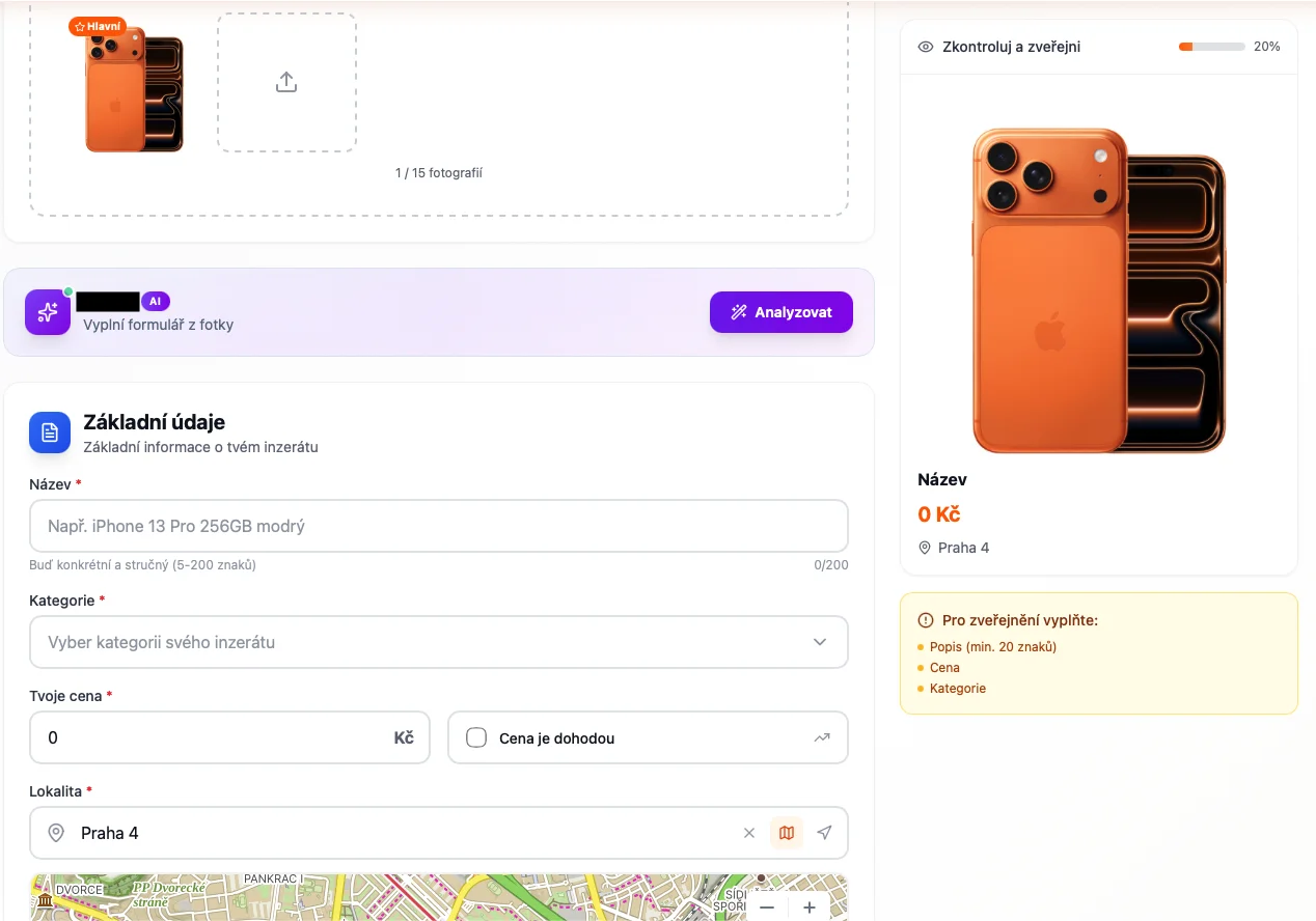 Online marketplace platforma – projekt Jakuba Dostála, fullstack vývojáře